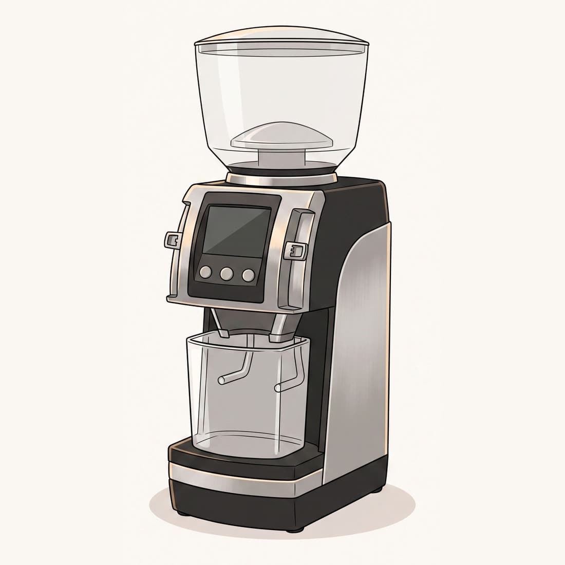 Our drawing of the Baratza Forte AP, three-quarter view from the front right