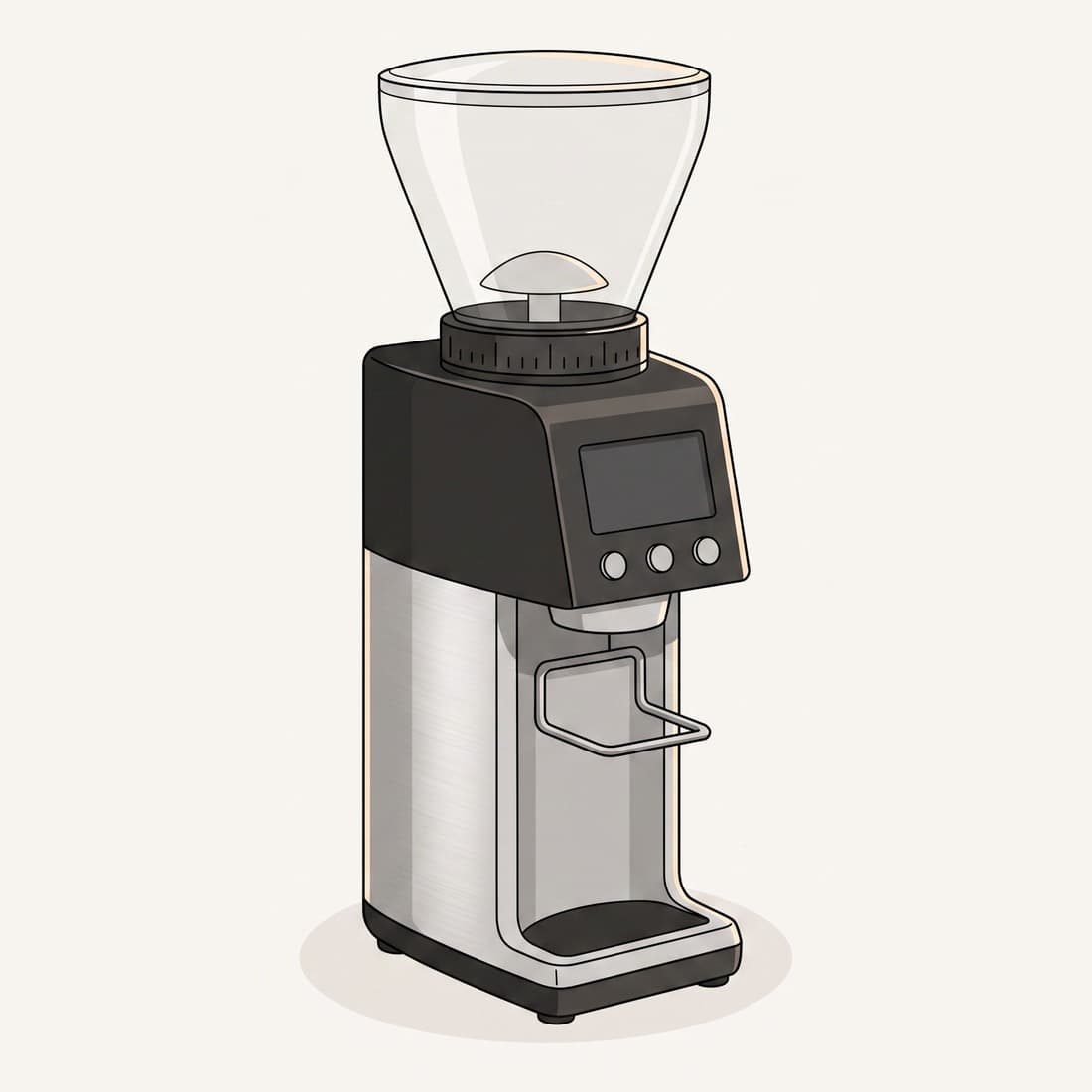 Our drawing of the Baratza Sette 270, three-quarter view from the front right