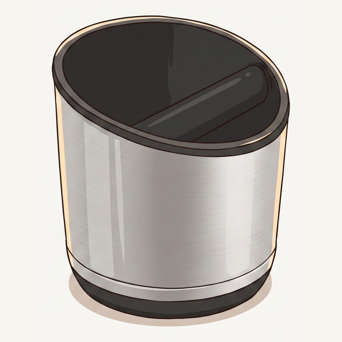 Our drawing of the Breville Knock Box 20, three-quarter view from the front right