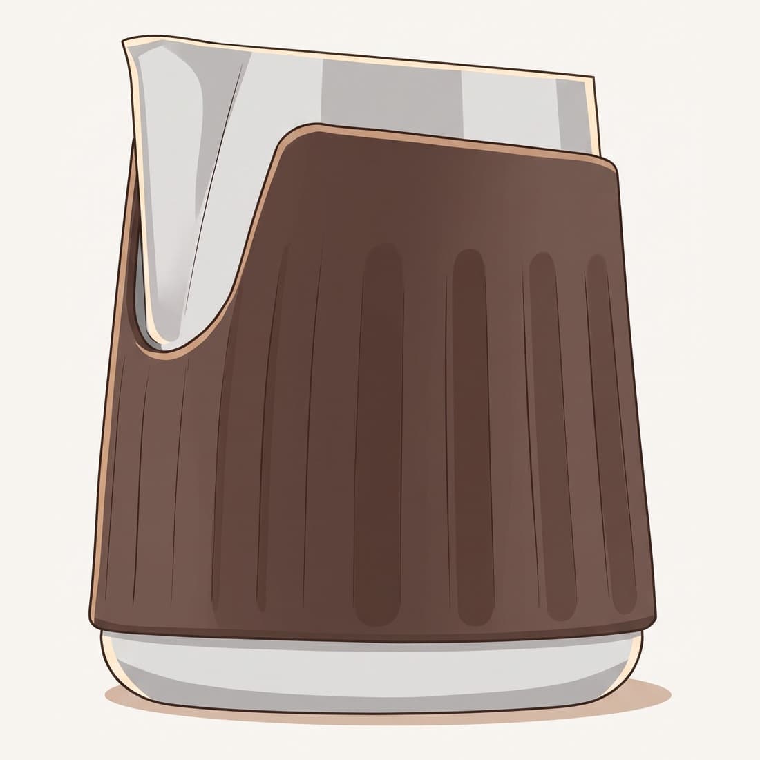 Our drawing of the Breville Pro Control Jug milk pitcher, three-quarter view from the front right
