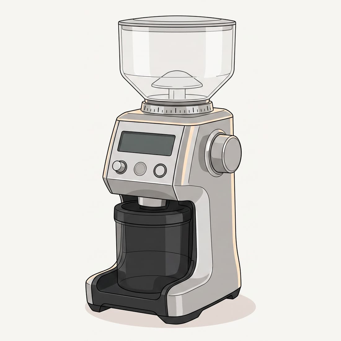 Our drawing of the Breville Smart Grinder Pro, three-quarter view from the front right