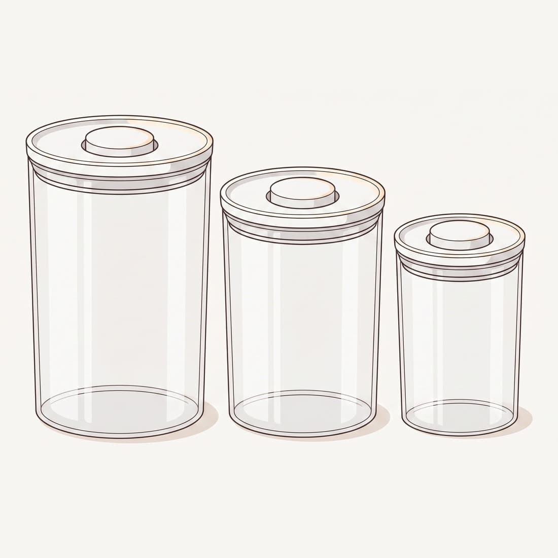 Our drawing of the OXO Good Grips 3-Piece POP Canister Set, three-quarter view from the front right