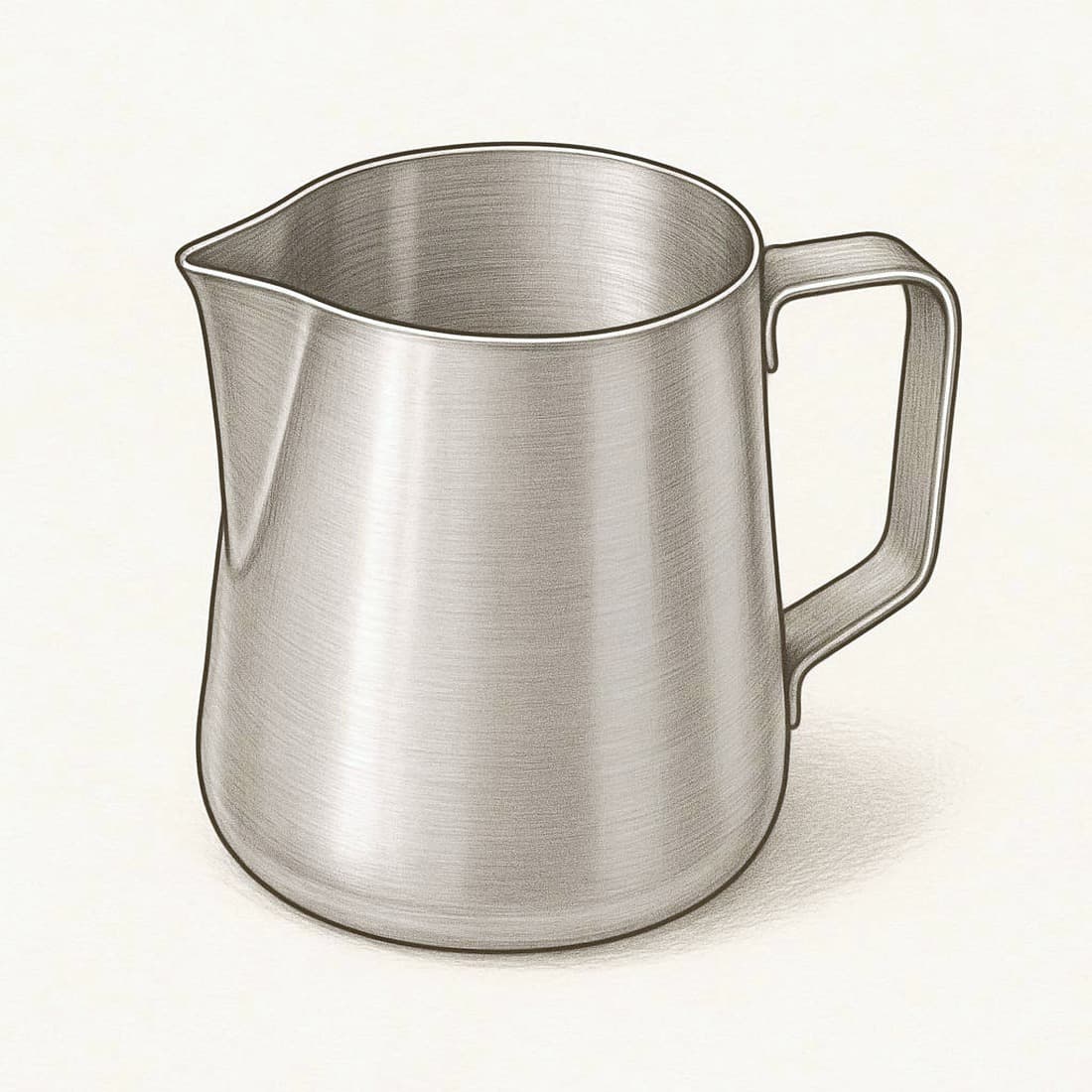 Our drawing of the Milk Frothing Jug, Stainless Steel, 12oz/350ml (DLSC060)
