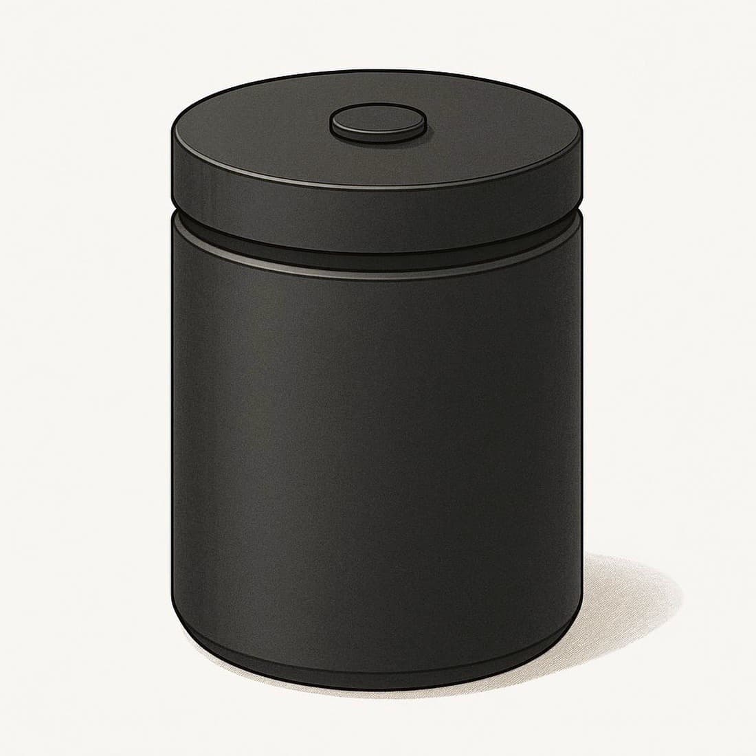 Our drawing of the Fellow Atmos Electric Vacuum Canister in matte black, front view