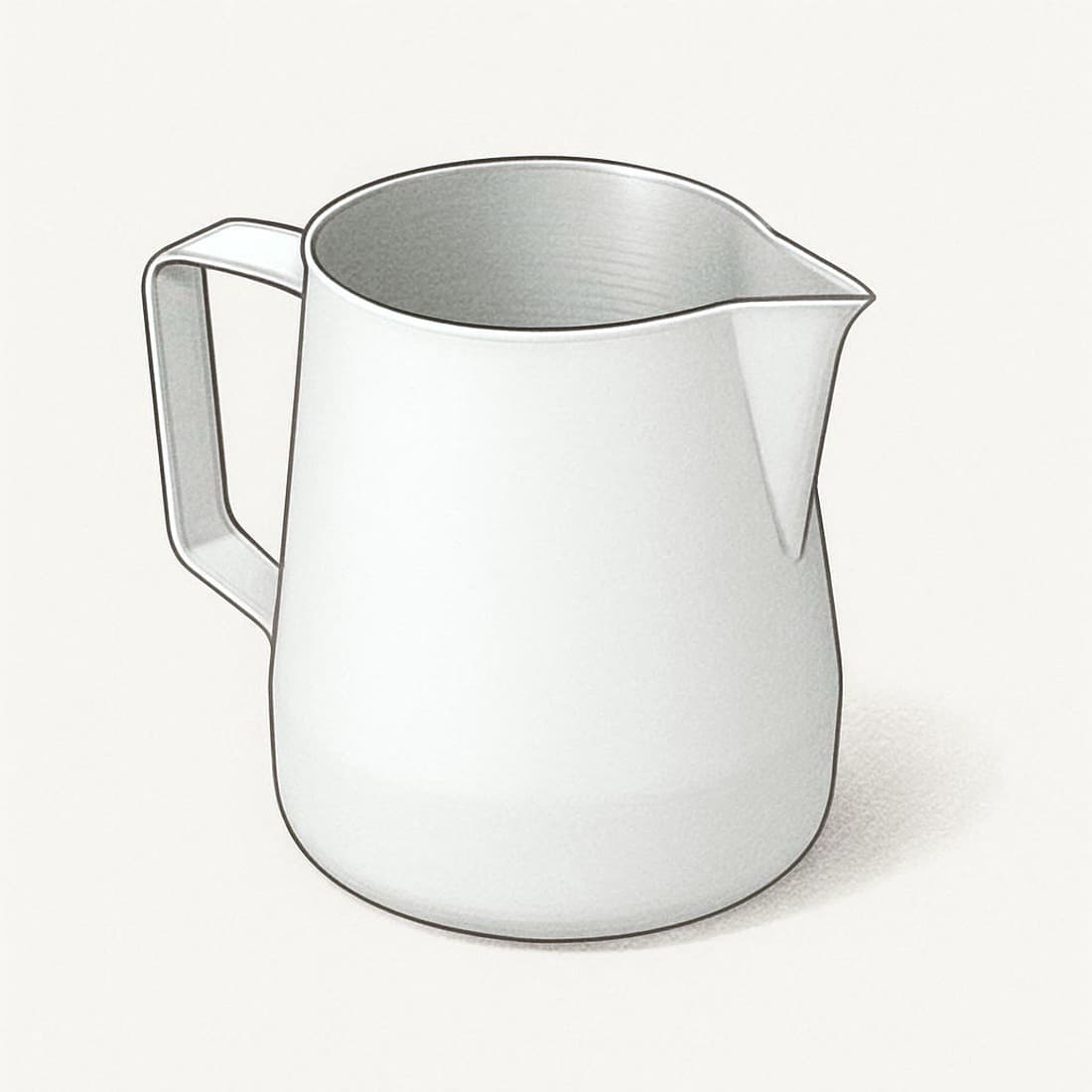Our drawing of the MHW-3BOMBER Milk Frothing Pitcher 5.0, White, 500ml (P5020W)