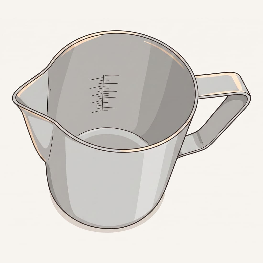 Our drawing of the Rattleware 20 oz Latte Art Pitcher, three-quarter view from the front right